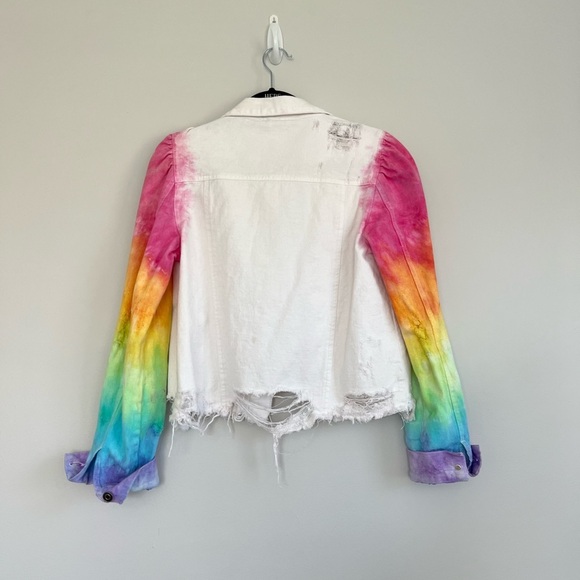 Rainbow tie Dye Denim Jacket - Picture 3 of 8